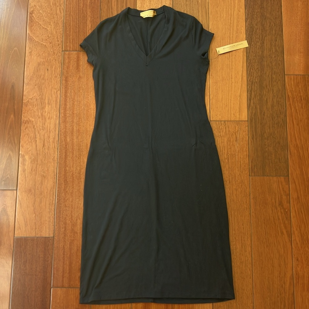 NWT Black Vintage Donna Karan Signature T-Shirt Dress